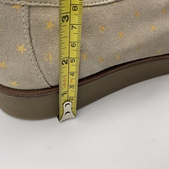 THE GREAT Scout Platform Loafers Taupe Star Print Shearling Lined Suede 10.5 - Picture 12 of 12